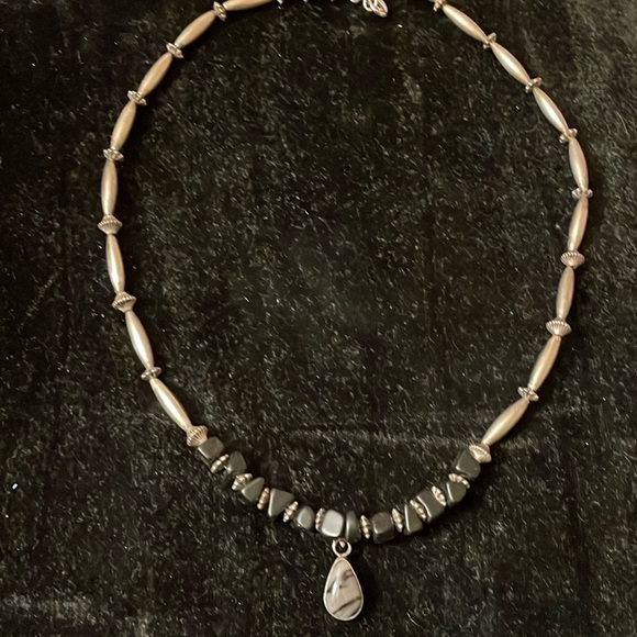 VTG Navajo Signed Onyx, Jasper & Sterling necklace - Picture 3 of 7